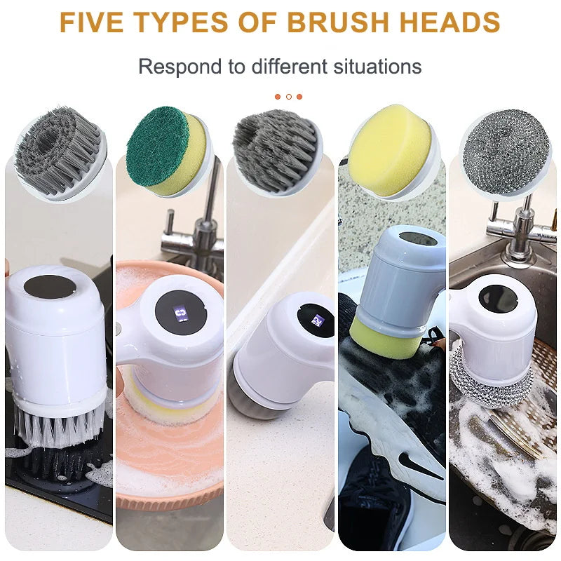 5in 1 Electric Rotary Scrubber Cleaning Brush