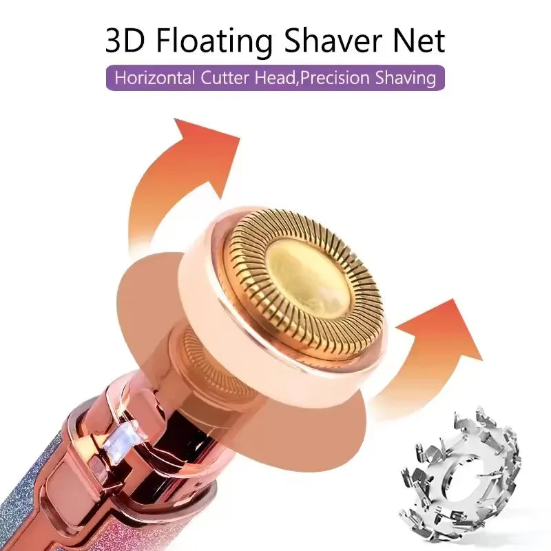 2-in-1 LED Painless Rechargeable Facial Hair Removal Razor