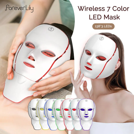 7 Colors LED Mask Photon Face Neck Beauty Skin Repair Mask