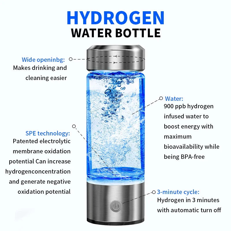 Titanium Filter Hydrogen Water Bottle - Electric & Travel-Friendly