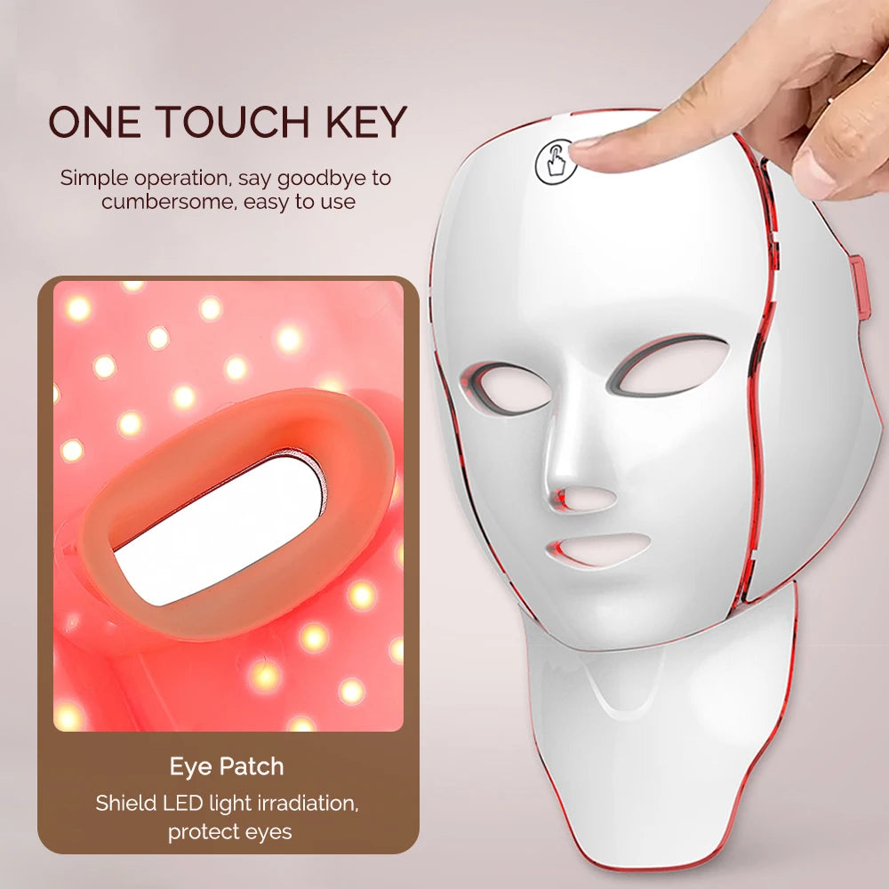 7 Colors LED Mask Photon Face Neck Beauty Skin Repair Mask