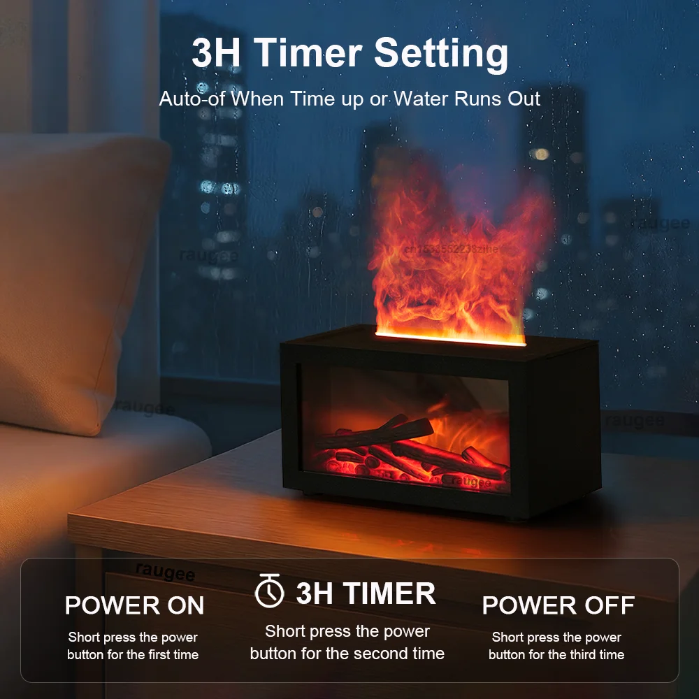 Aromatherapy Mist 3D Humidifier Blazing Fireplace