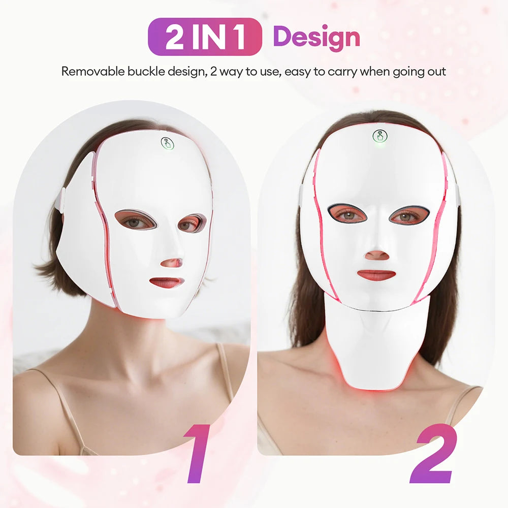 7 Colors LED Mask Photon Face Neck Beauty Skin Repair Mask